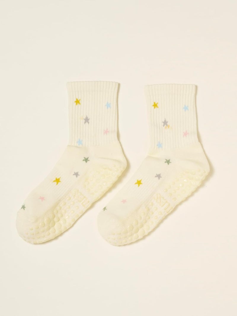 Shapes Studio Crew Half Calf Grip Socks, Cutest Fruits Pilates Socks, Ruffle socks, Non-Slip, Barre Yoga Fitness - Image 2